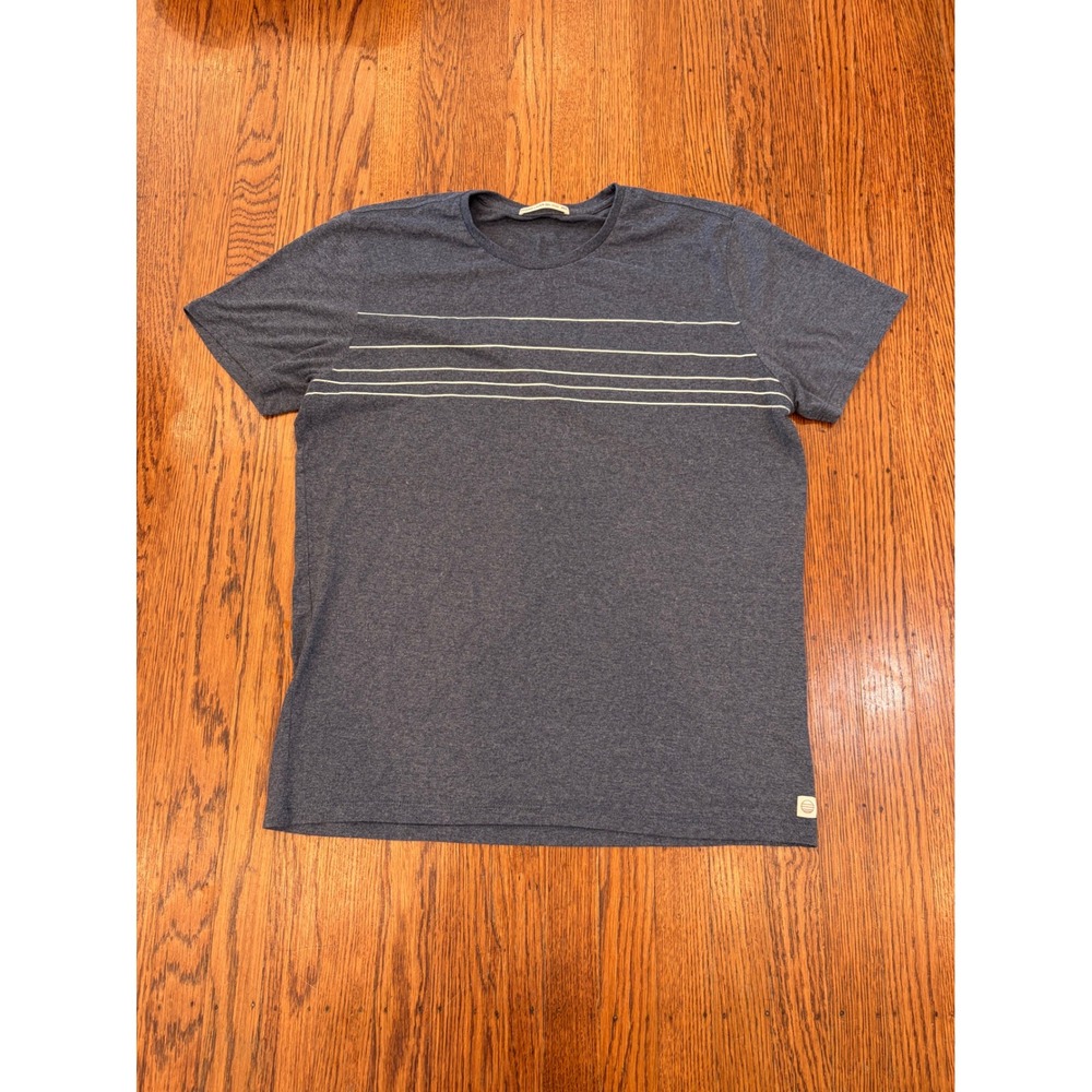 Marine Layer Re-Spun Mens Striped Crewneck T-Shirt Navy Blue M/L